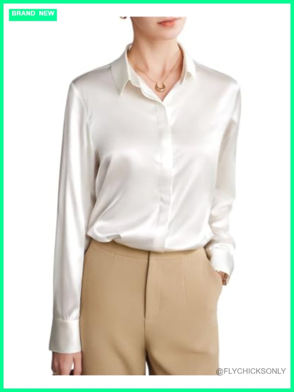100% Mulberry Silk Long Sleeve Button-Down Blouse